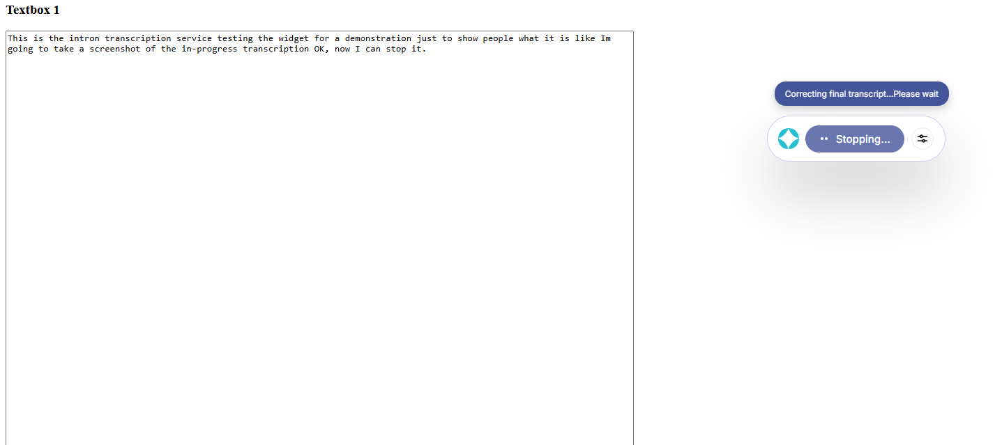 Widget transcription stopped
