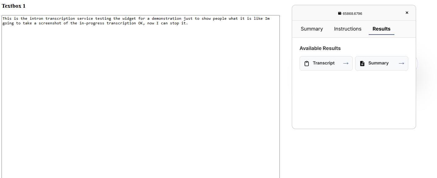 Widget transcription results
